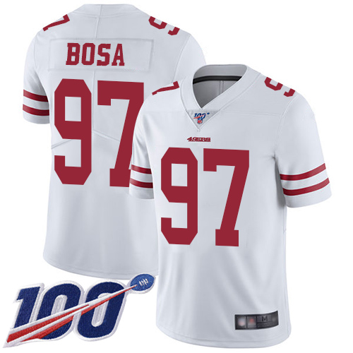 49ers #97 Nick Bosa White Men's Stitched 100th Season Vapor Limited Jersey