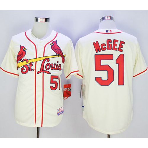 St.Louis Cardinals #51 Willie McGee Cream Cool Base Stitched Jersey Men's