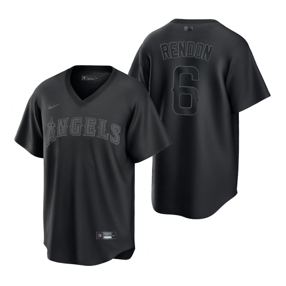 Los Angeles Angels #6 Anthony Rendon Men's Black Pitch Black Fashion Jersey