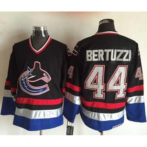 Vancouver Canucks #44 Todd Bertuzzi Black/Blue CCM Throwback Stitched Jersey Men's