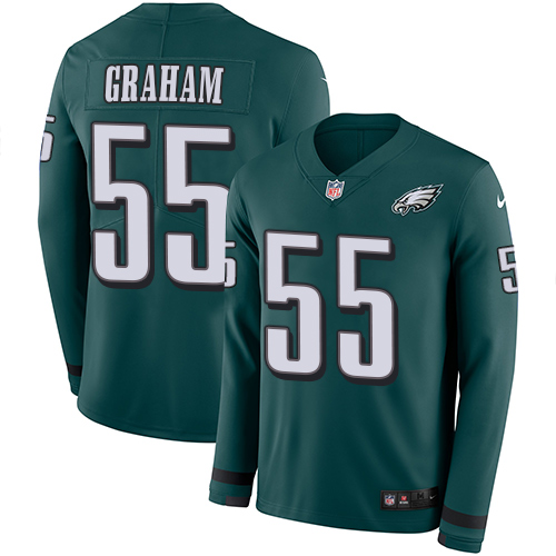 Eagles #55 Brandon Graham Midnight Green Team Color Men's Stitched Limited Therma Long Sleeve Jersey
