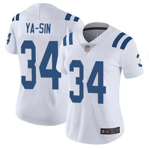 Indianapolis Colts #34 Rock Ya-Sin White Women's Stitched Vapor Untouchable Limited Jersey Womens