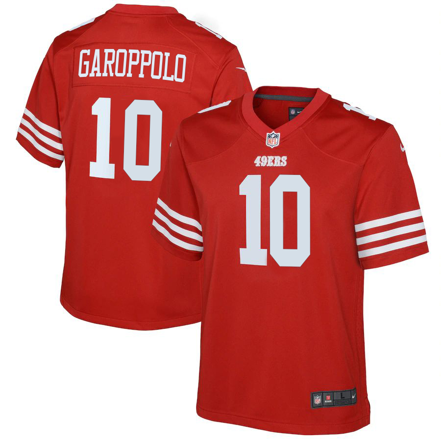San Francisco 49ers #10 Jimmy Garoppolo Scarlet Youth 2022-23 Game Jersey