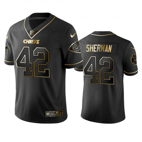 Kansas City Chiefs #42 Anthony Sherman Black Golden Limited Edition Stitched Jersey Men's