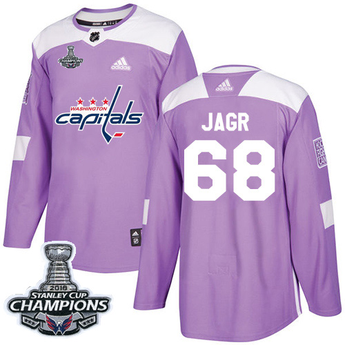 Adidas Washington Capitals #68 Jaromir Jagr Purple Authentic Fights Cancer Stanley Cup Final Champions Stitched Jersey Men's