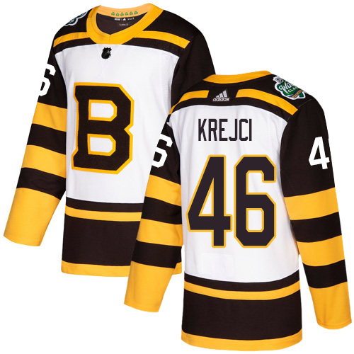 Adidas Boston Bruins #46 David Krejci White Authentic 2019 Winter Classic Youth Stitched Jersey Youth