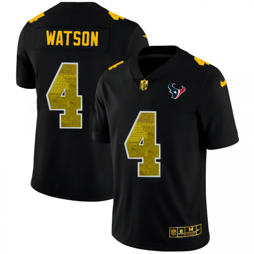 Houston Houston Texans #4 Deshaun Watson Men's Black Golden Sequin Vapor Limited Jersey Men's