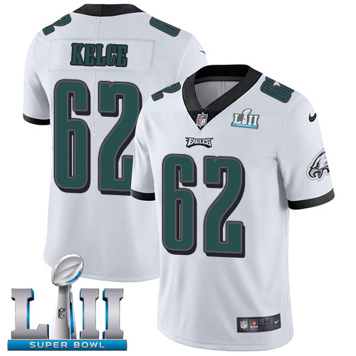 Eagles #62 Jason Kelce White Super Bowl LII Youth Stitched Vapor Untouchable Limited Jersey