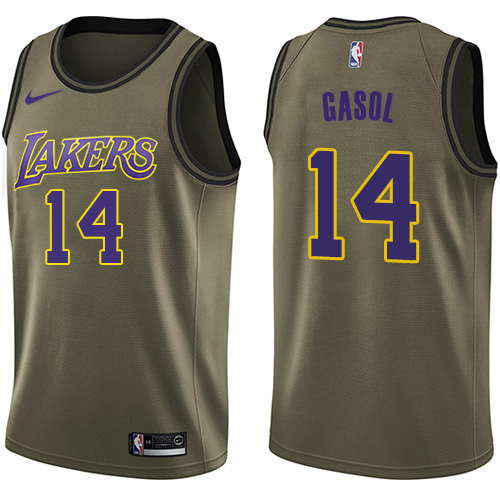 Los Angeles Lakers #14 Marc Gasol Green Youth Swingman Salute to Service Jersey Youth