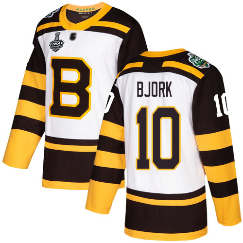 Adidas Boston Bruins #10 Anders Bjork White Authentic 2019 Winter Classic Stanley Cup Final Bound Youth Stitched Jersey Youth