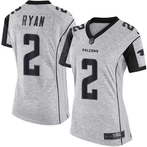 Atlanta Falcons #2 Matt Ryan Gray Women's Stitched Limited Gridiron Gray II Jersey Womens