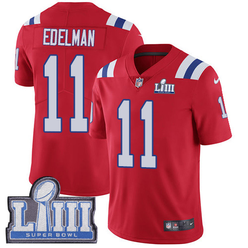 Patriots #11 Julian Edelman Red Alternate Super Bowl LIII Bound Men's Stitched Vapor Untouchable Limited Jersey