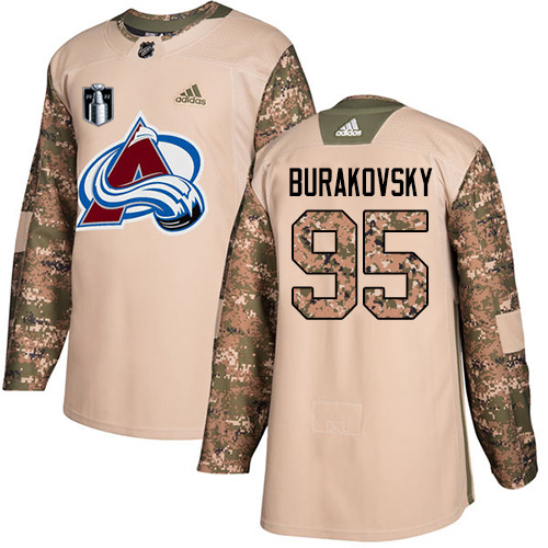 Adidas Colorado Avalanche #95 Andre Burakovsky Camo Authentic Youth 2022 Stanley Cup Final Patch Veterans Day Stitched Jersey Youth