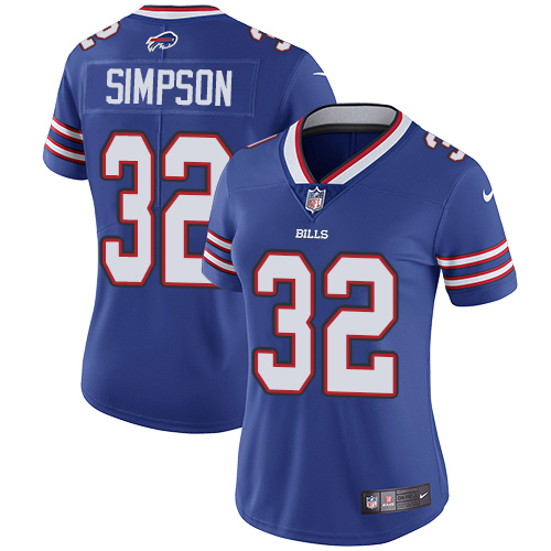 Buffalo Bills #32 O. J. Simpson Royal Blue Team Color Women's Stitched Vapor Untouchable Limited Jersey Womens