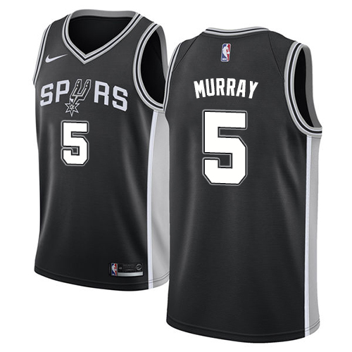 San Antonio Spurs #5 Dejounte Murray Black Swingman Icon Edition Jersey Mens