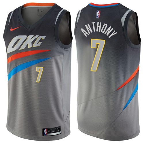 Oklahoma City Thunder #7 Carmelo Anthony Gray Swingman City Edition Jersey Mens