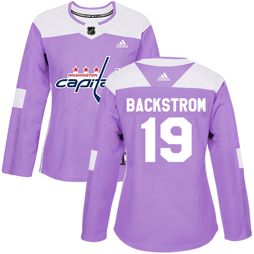 Adidas Washington Capitals #19 Nicklas Backstrom Purple Authentic Fights Cancer Women's Stitched Jersey Womens