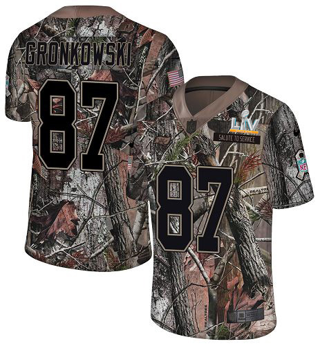 Buccaneers #87 Rob Gronkowski Camo Youth Super Bowl LV Bound Stitched Limited Rush Realtree Jersey