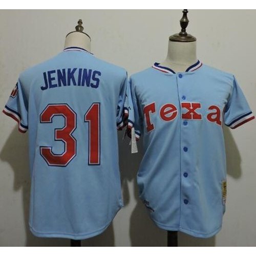 Mitchell And Ness 1981 Texas Rangers #31 Ferguson Jenkins Light Blue Throwback Stitched Jersey Men's