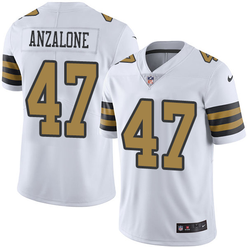 New Orleans Saints #47 Alex Anzalone White Men's Stitched Limited Rush Jersey Men's