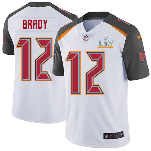 Buccaneers #12 Tom Brady White Men's Super Bowl LV Bound Stitched Vapor Untouchable Limited Jersey