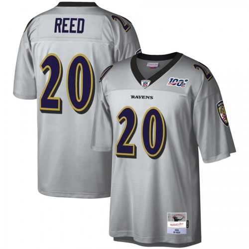 Baltimore Baltimore Ravens #20 Ed Reed Mitchell & Ness 100 Retired Player Platinum Jersey Men's
