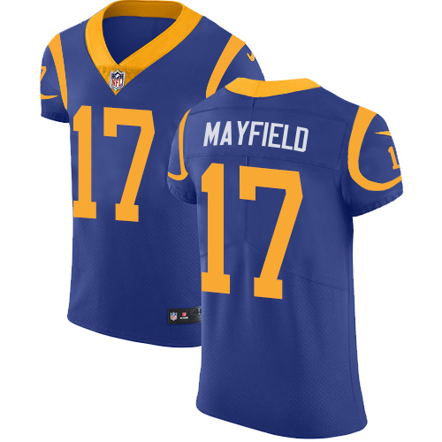 Rams #17 Baker Mayfield Royal Blue Alternate Men's Stitched Vapor Untouchable Elite Jersey