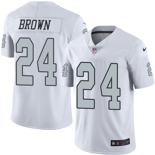 Las Vegas Raiders #24 Willie Brown White Men's Stitched Limited Rush Jersey Men's
