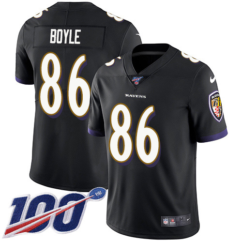 Baltimore Ravens #86 Nick Boyle Black Alternate Youth Stitched 100th Season Vapor Untouchable Limited Jersey Youth