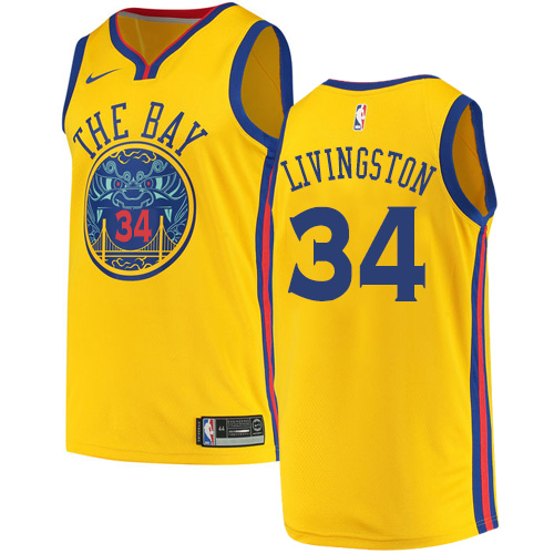 Golden State Warriors #34 Shaun Livingston Gold Swingman City Edition Jersey Mens
