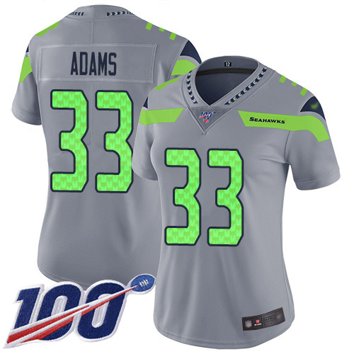Seahawks #33 Jamal Adams Gray Women's Stitched Limited Inverted Legend 100th Season Jersey