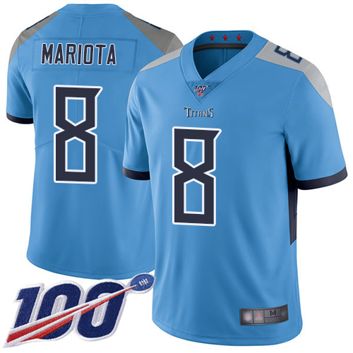 Tennessee Titans #8 Marcus Mariota Light Blue Alternate Youth Stitched 100th Season Vapor Limited Jersey Youth