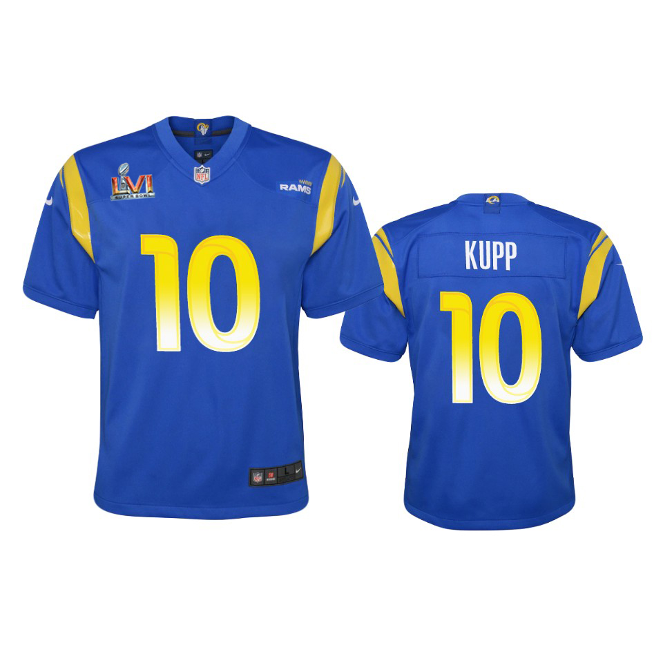 Los Angeles Rams #10 Cooper Kupp Youth Super Bowl LVI Patch Game Jersey - Royal