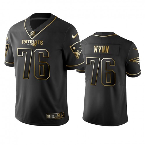 New England Patriots #76 Isaiah Wynn Black Golden Limited Edition Stitched Jersey Men's