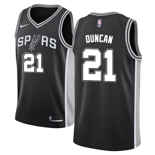 San Antonio Spurs #21 Tim Duncan Black Swingman Icon Edition Jersey Mens
