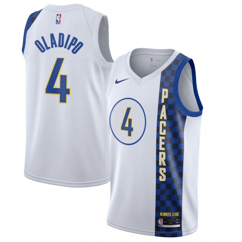 Mens Indiana Indiana Pacers #4 Victor Oladipo White 2019-20 Finished City Edition Swingman Jersey Mens
