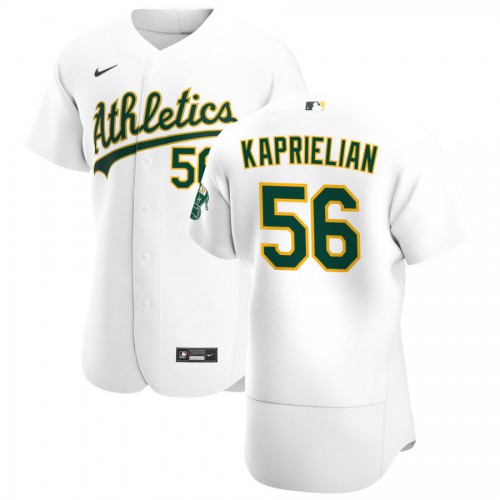 Oakland Oakland Athletics #56 James Kaprielian Men's White Home 2020 Authentic Player Jersey Men's