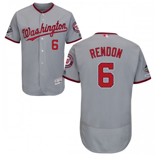 Washington Nationals #6 Anthony Rendon Grey Flexbase Authentic Collection 2019 World Series Champions Stitched Jersey Men's
