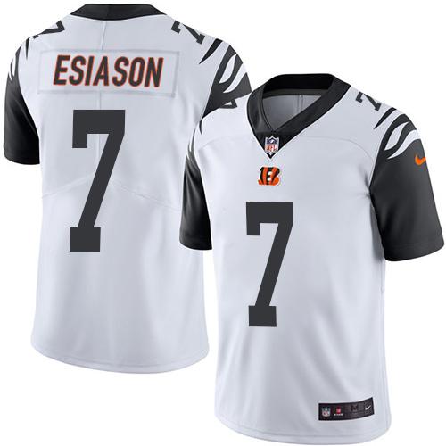 Cincinnati Bengals #7 Boomer Esiason White Men's Stitched Limited Rush Jersey Men's
