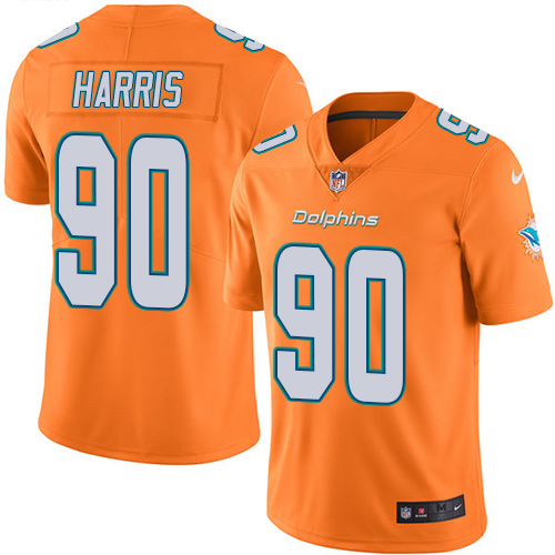 Miami Dolphins #90 Charles Harris Orange Men's Stitched Limited Rush Jersey Men's