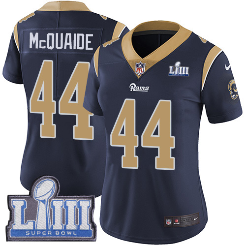 Los Angeles Rams #44 Jacob McQuaide Navy Blue Team Color Super Bowl LIII Bound Women's Stitched Vapor Untouchable Limited Jersey Womens