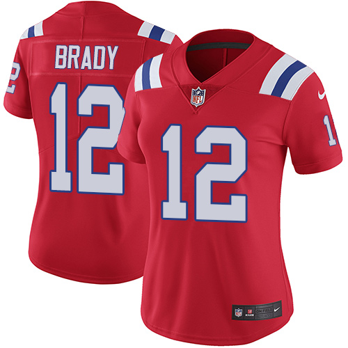 Patriots #12 Tom Brady Red Alternate Women's Stitched Vapor Untouchable Limited Jersey