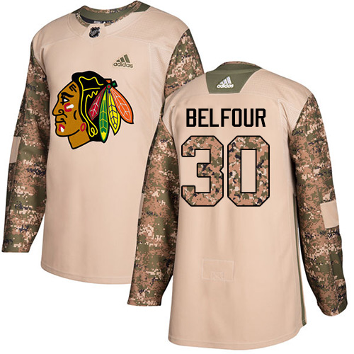 Adidas Chicago Blackhawks #30 ED Belfour Camo Authentic 2017 Veterans Day Stitched Jersey Men's