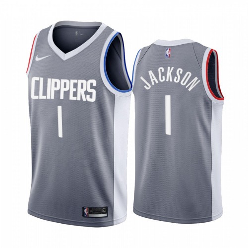 Los Angeles Los Angeles Clippers #1 Reggie Jackson Gray Swingman 2020-21 Earned Edition Jersey Mens