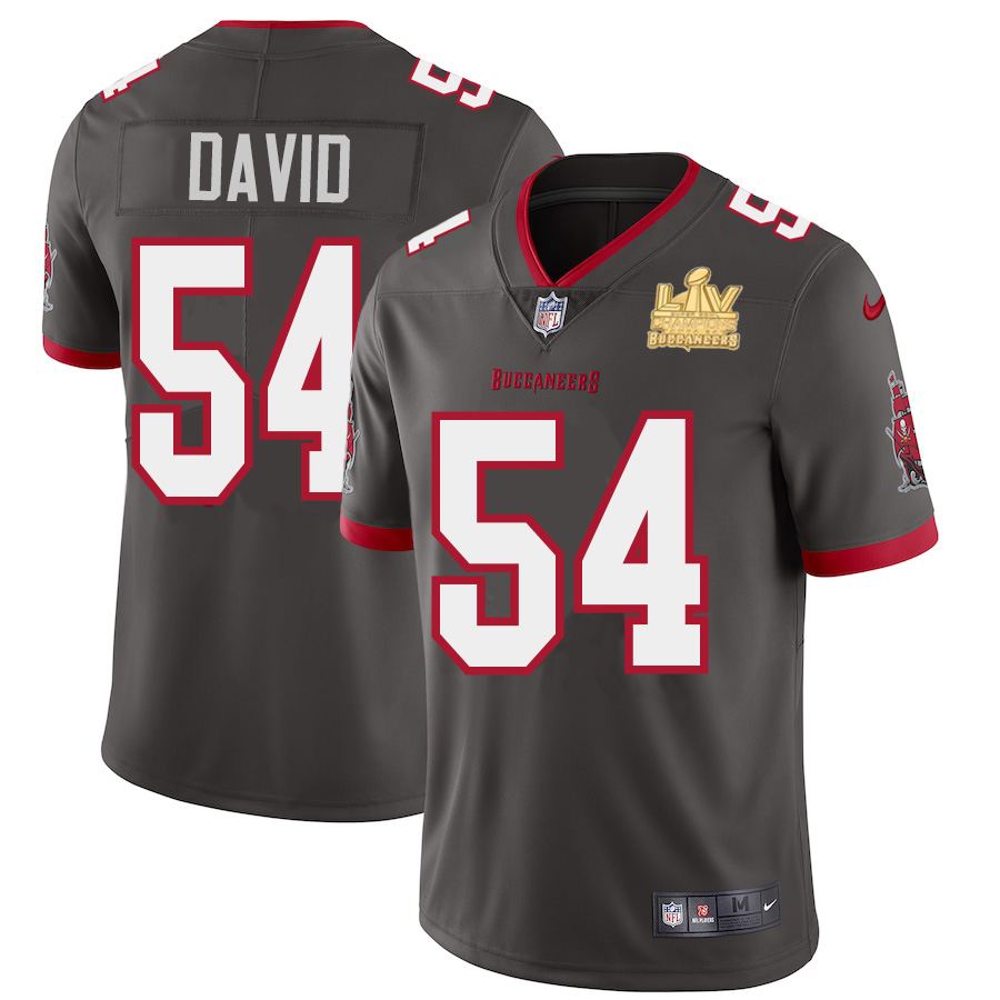 Tampa Bay Buccaneers #54 Lavonte David Men's Super Bowl LV Champions Patch Pewter Alternate Vapor Limited Jersey