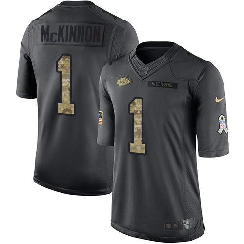 Chiefs #1 Jerick McKinnon Black Men's Stitched Limited 2016 Salute To Service Jersey