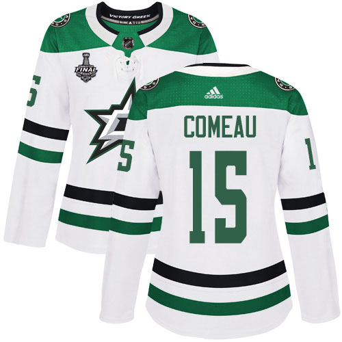 Adidas Dallas Stars #15 Blake Comeau White Road Authentic Women's 2020 Stanley Cup Final Stitched Jersey Womens