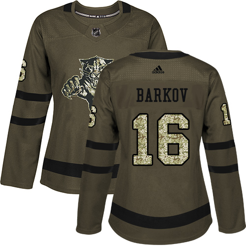 Adidas Florida Panthers #16 Aleksander Barkov Green Salute to Service Women's Stitched Jersey Womens