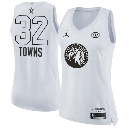 Minnesota Timberwolves #32 Karl-Anthony Towns White Womens Jordan Swingman 2018 All-Star Game Jersey Womens