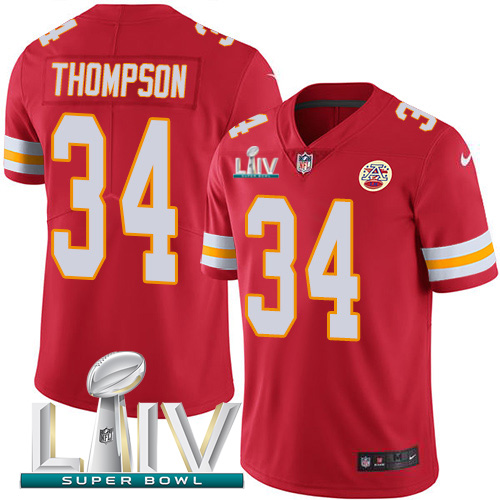 Kansas City Chiefs #34 Darwin Thompson Red Super Bowl LIV 2020 Team Color Men's Stitched Vapor Untouchable Limited Jersey Men's